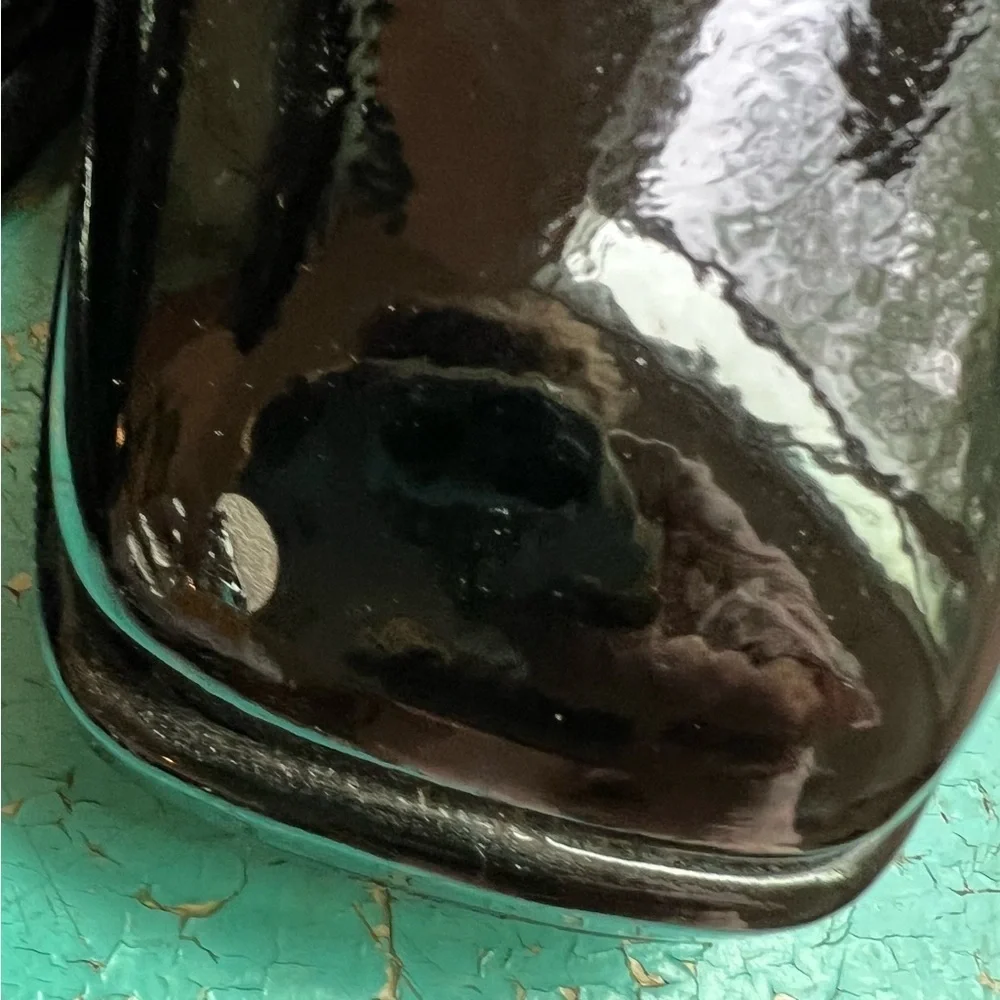 SAM EDELMAN Black Patent Leather Platform Mary Jane Gold Buckle Heels Size 7